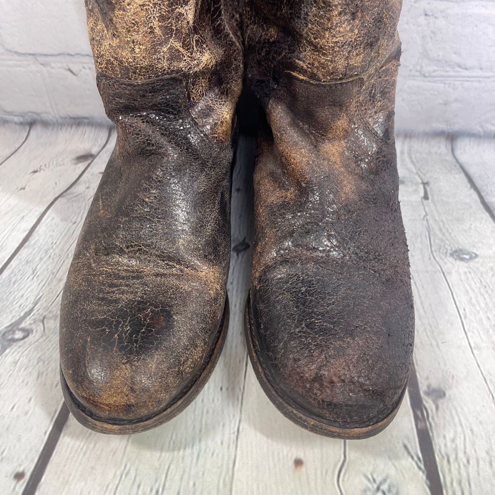 Frye Distressed Brown Ankle Boots - Picture 14 of 16